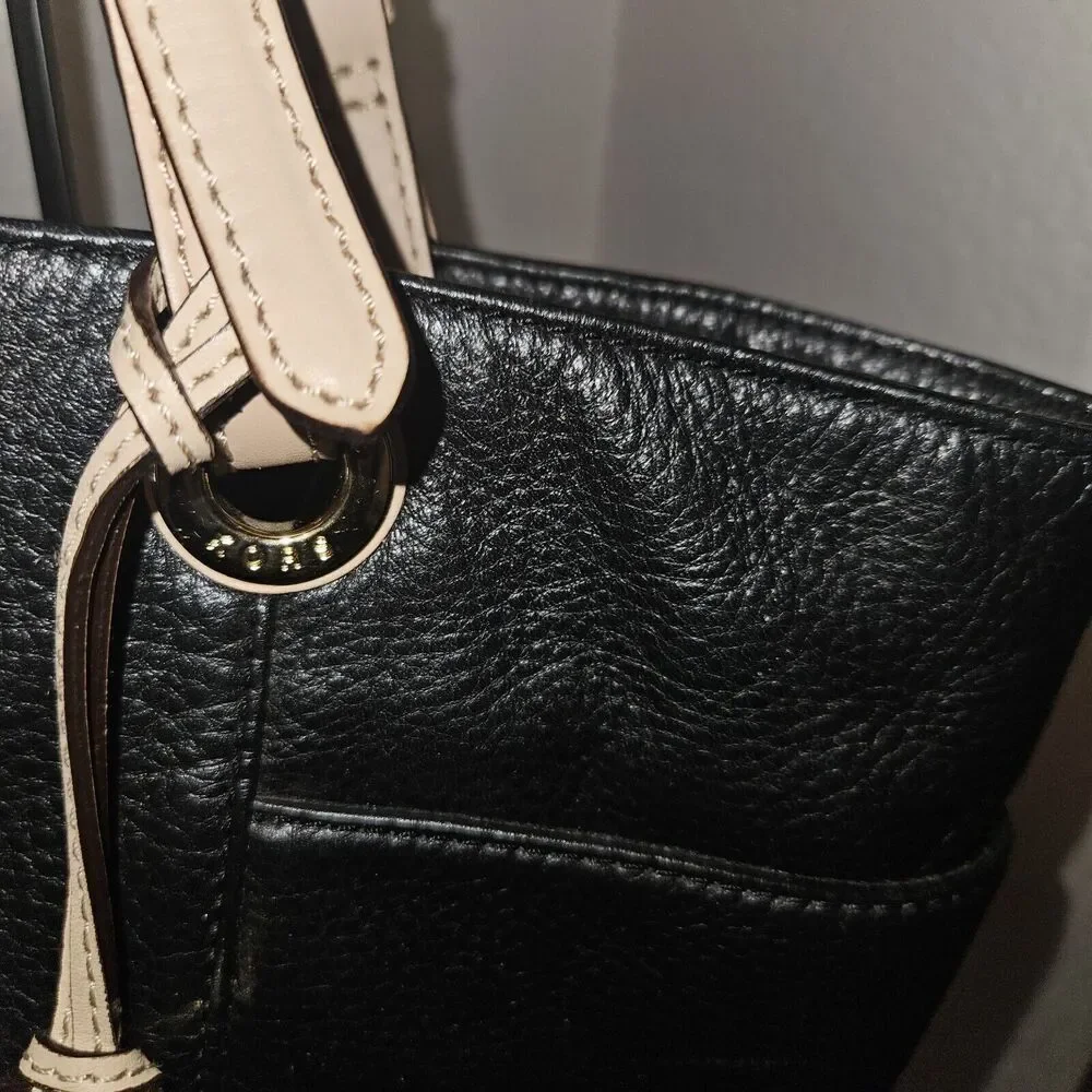 Michael Kors MK Handbag Jet Set Black Pebbled Leather Tote Bag Purse